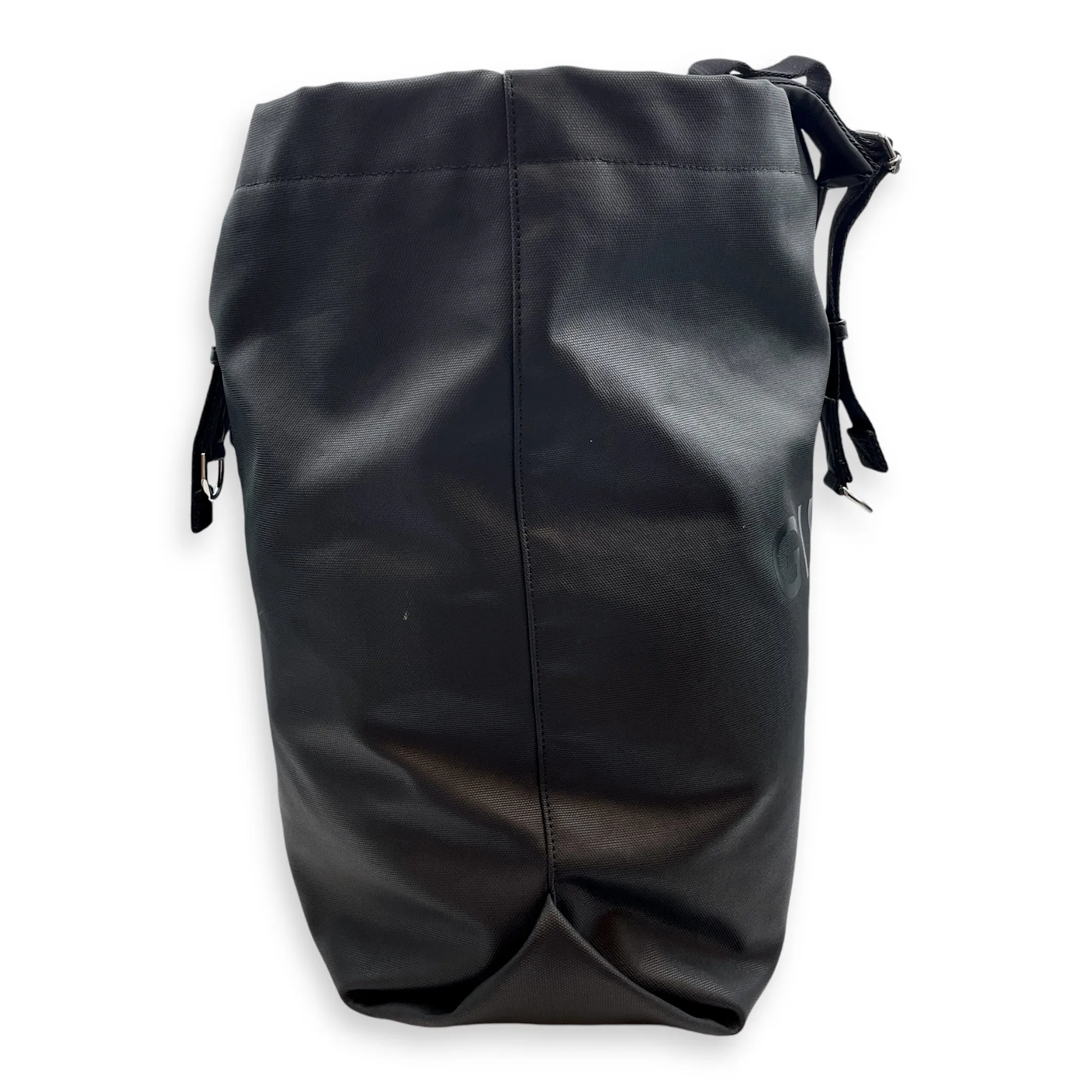 G- Shopper Large Tote Black Shoulder Bag in Coated Canvas, Silver hardware