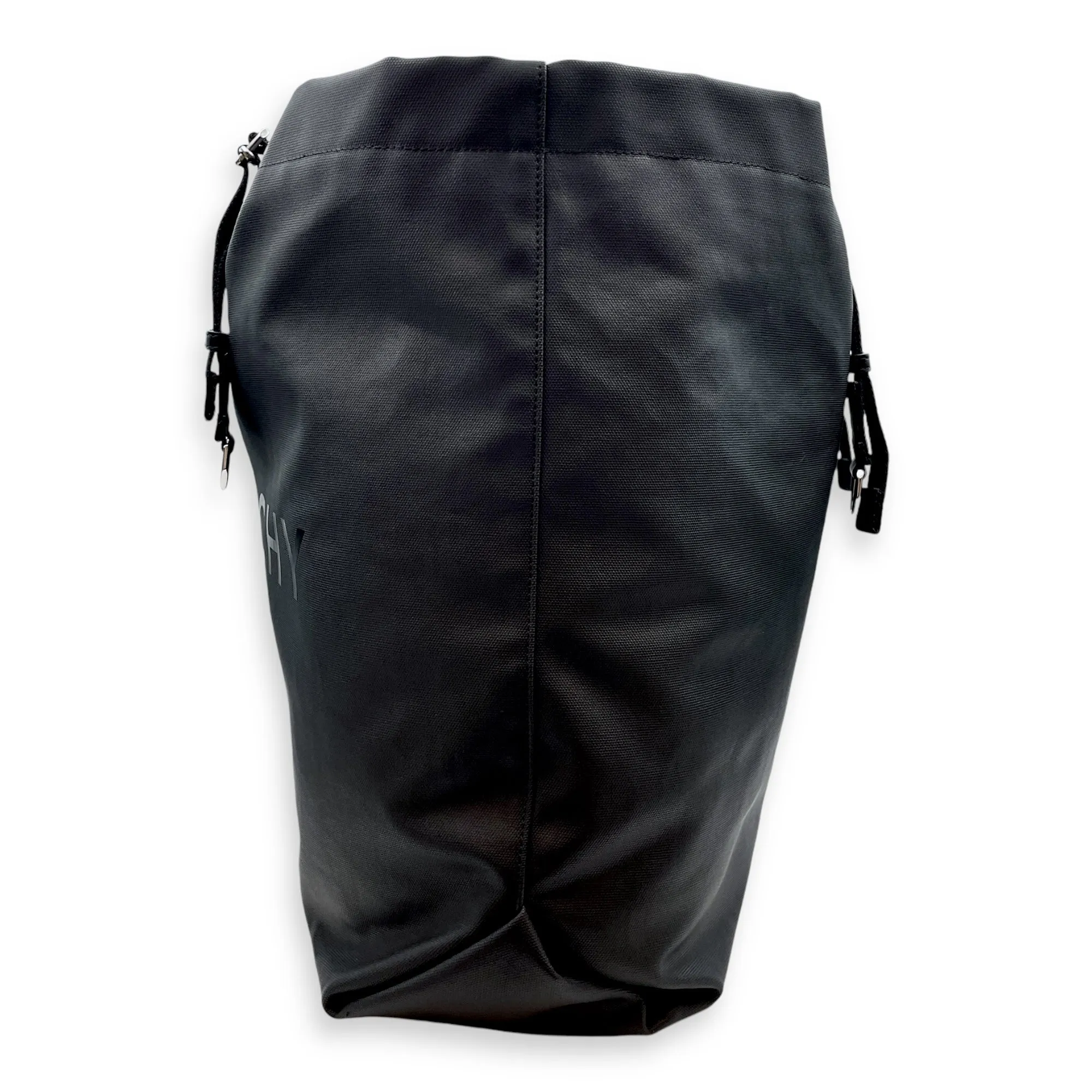 G- Shopper Large Tote Black Shoulder Bag in Coated Canvas, Silver hardware