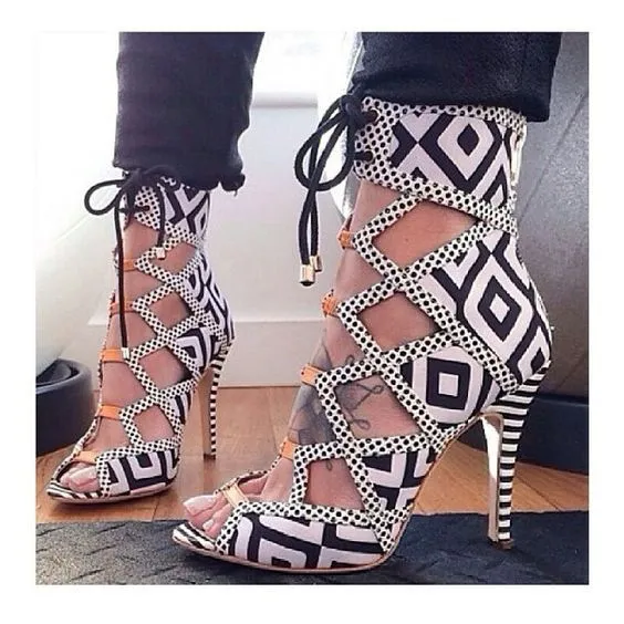 Gladiators Strap Heel Lace Up Sandals
