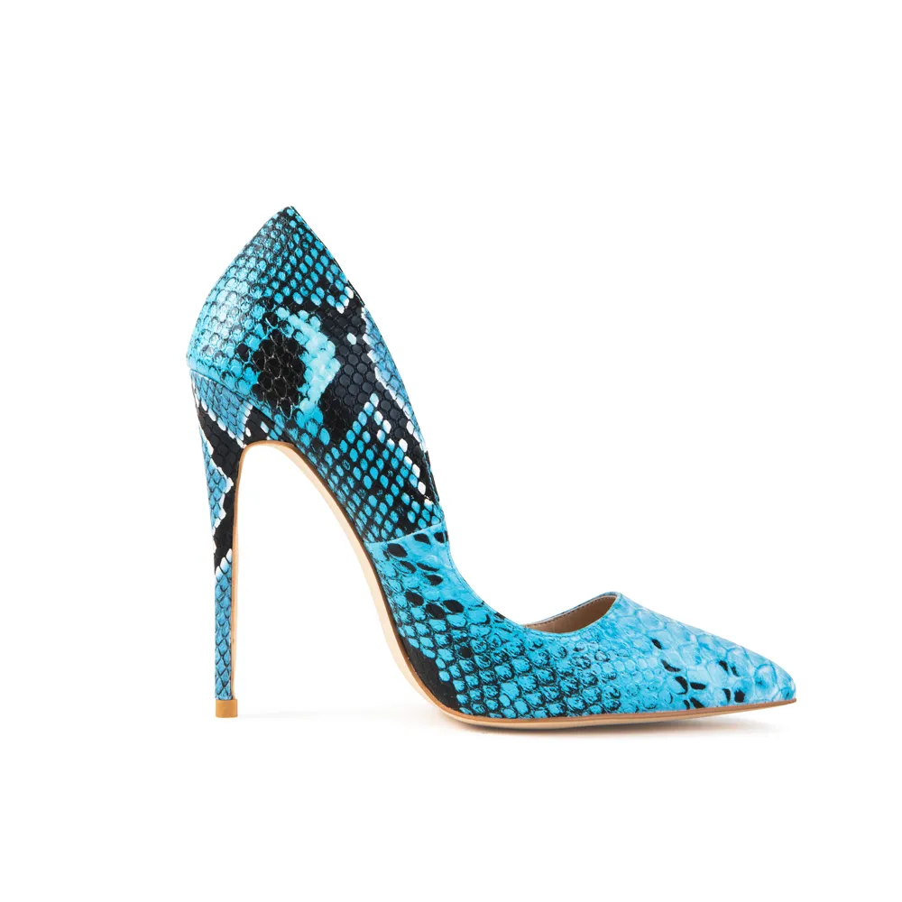 Gloria Blue Vegan Snake Pumps