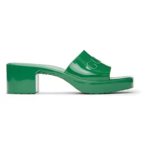 Gucci Green Rubber Logo Mules