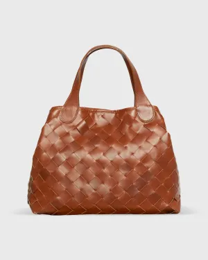 Handwoven Tote in Dark Brown Veg-Tanned Leather