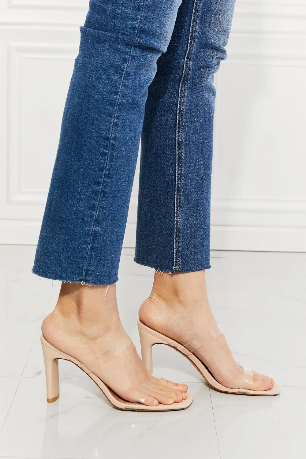 Heeled Sandals With Clear Top Straps
