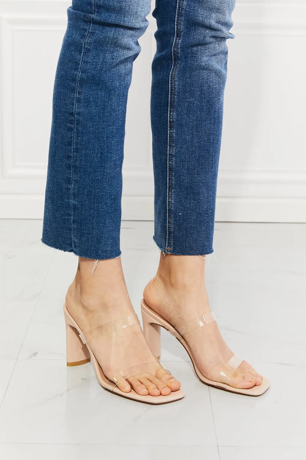 Heeled Sandals With Clear Top Straps