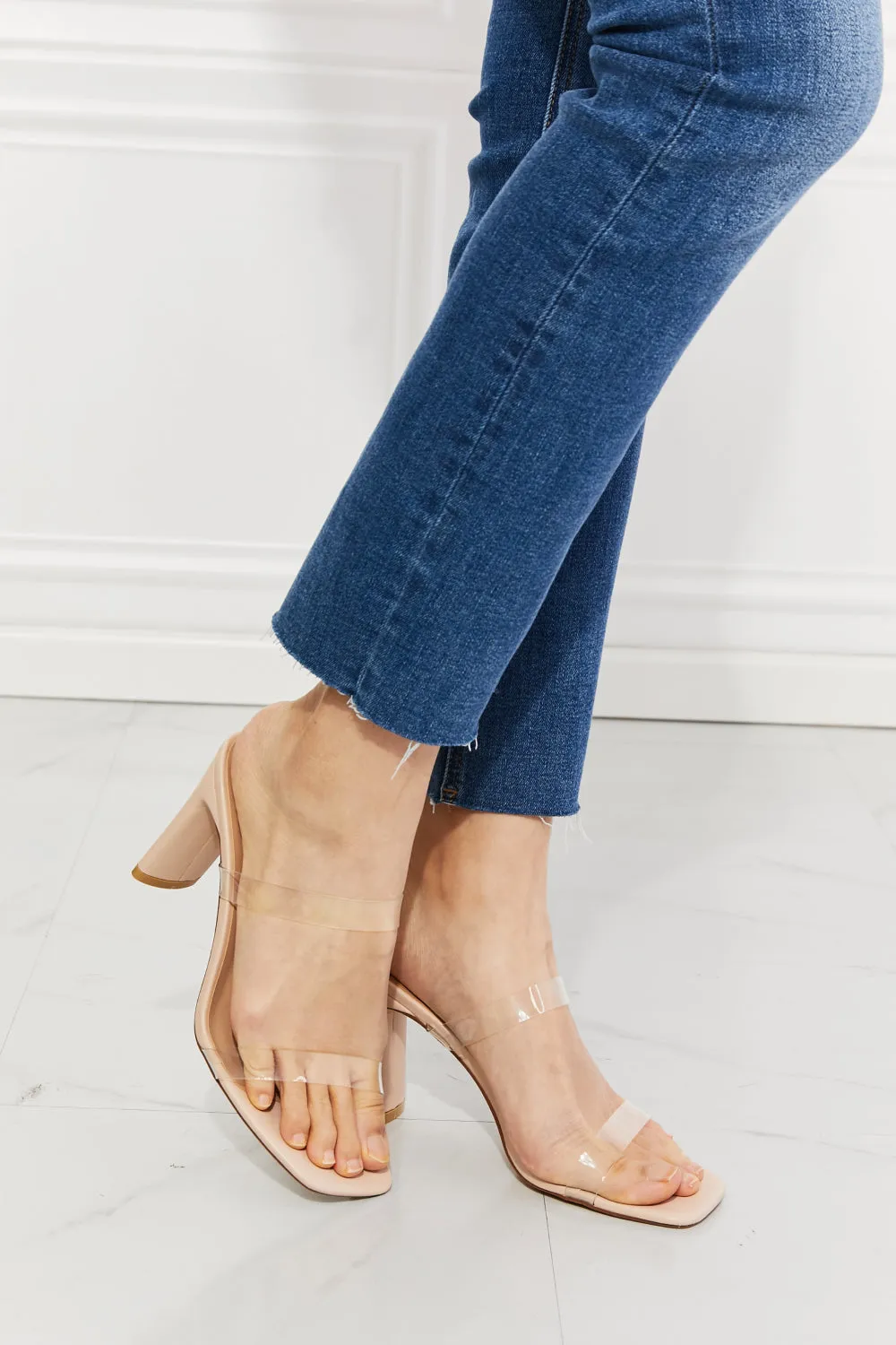 Heeled Sandals With Clear Top Straps