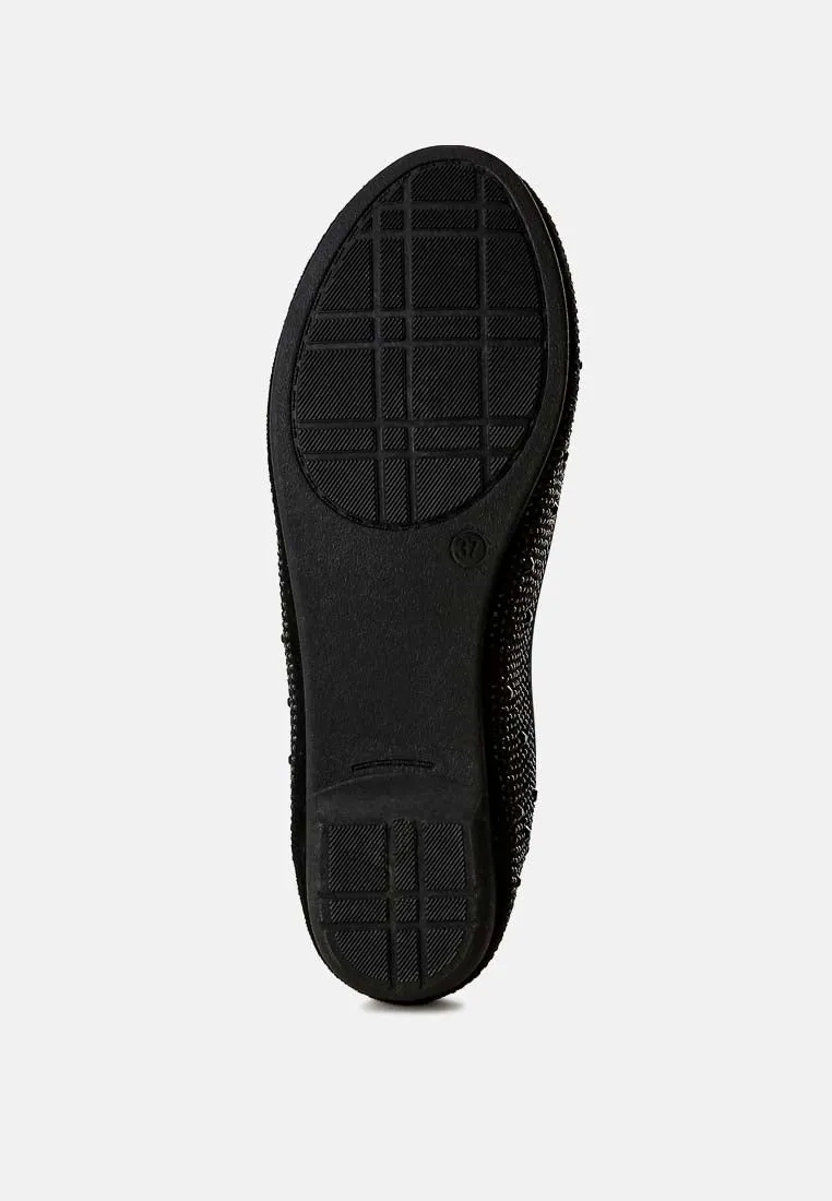 Hosana Rhinestones And Stud Embellished Ballet Flats by London Rag
