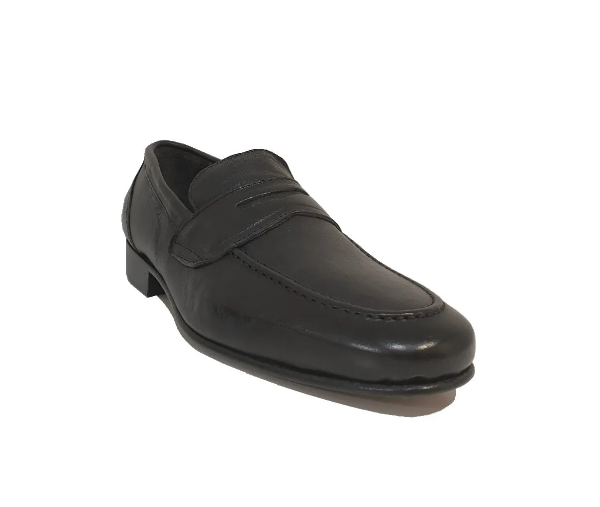Imaschi Gold 1108 Black Leather Vitello Morbido Nero Loafers Slip On Shoes Made In Italy