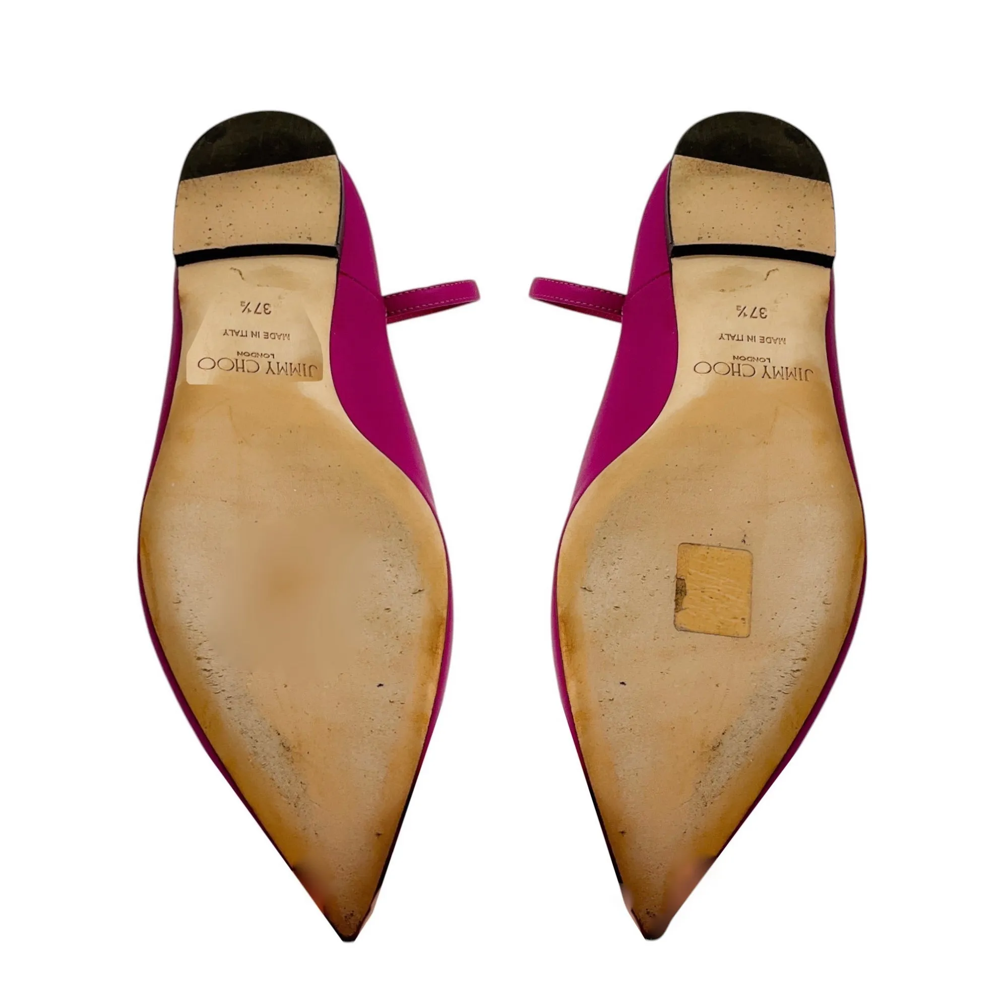 Jimmy Choo Magenta Pointed Toe Ankle Strap Leather Ballet Flats
