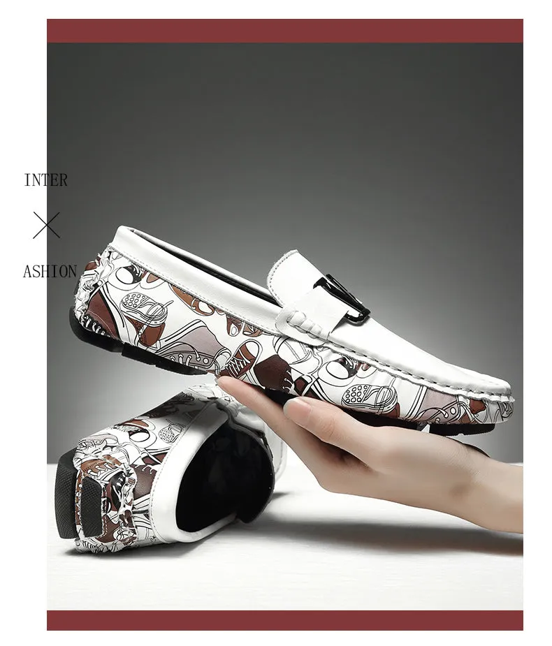 Jinquedai  Large Size 46 Men Loafers Soft Luxury Moccasins High Quality Spring Autumn Genuine Leather Shoes Men Warm Flats Driving Shoes