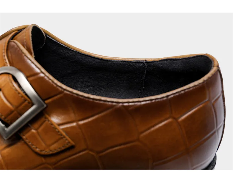 Jinquedai  Mens Genuine Leather Crocodile Pattern Silp on Buckle Driving Soft Daily Pea Loafer Shoes Summer Black Formal Dress Shoes 2022