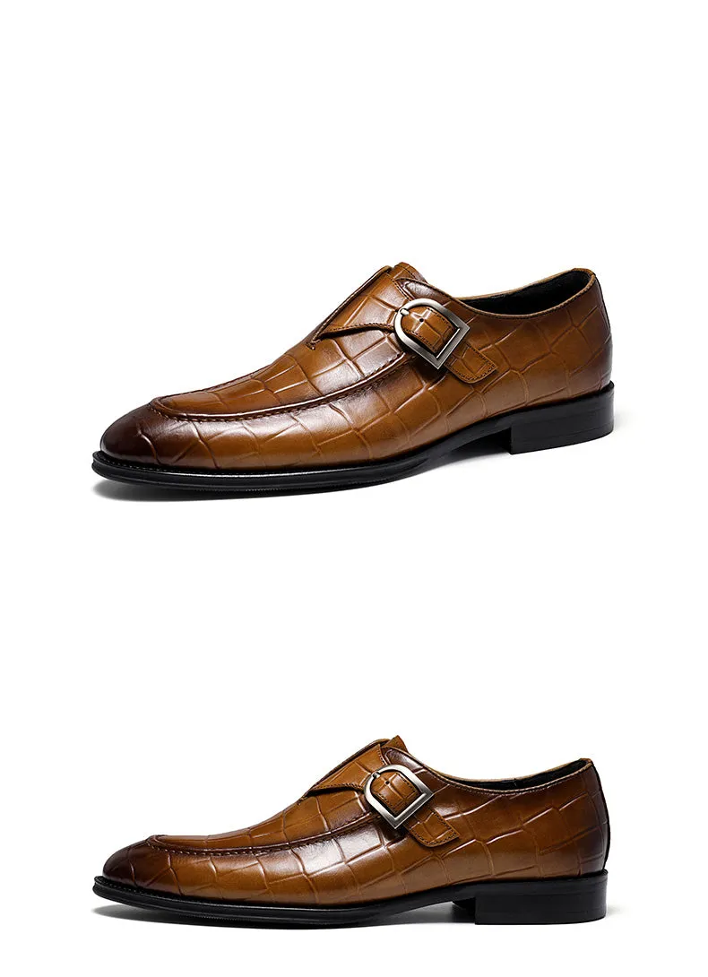 Jinquedai  Mens Genuine Leather Crocodile Pattern Silp on Buckle Driving Soft Daily Pea Loafer Shoes Summer Black Formal Dress Shoes 2022
