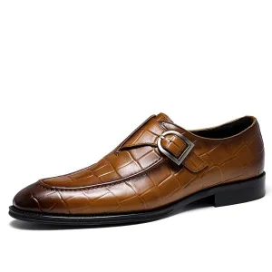 Jinquedai  Mens Genuine Leather Crocodile Pattern Silp on Buckle Driving Soft Daily Pea Loafer Shoes Summer Black Formal Dress Shoes 2022