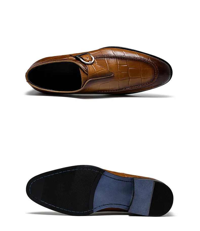 Jinquedai  Mens Genuine Leather Crocodile Pattern Silp on Buckle Driving Soft Daily Pea Loafer Shoes Summer Black Formal Dress Shoes 2022