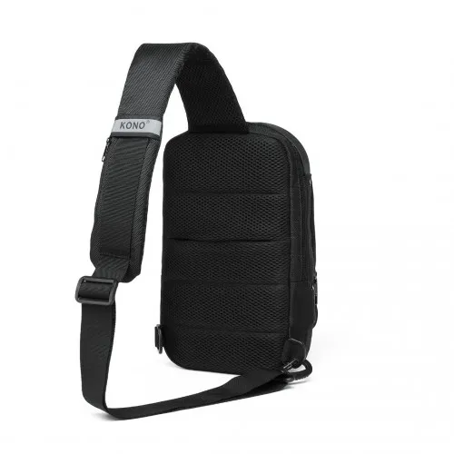 Kono Smart Sling Chest Bag with USB Charging Port - Lightweight Crossbody Backpack for Men & Women - Black
