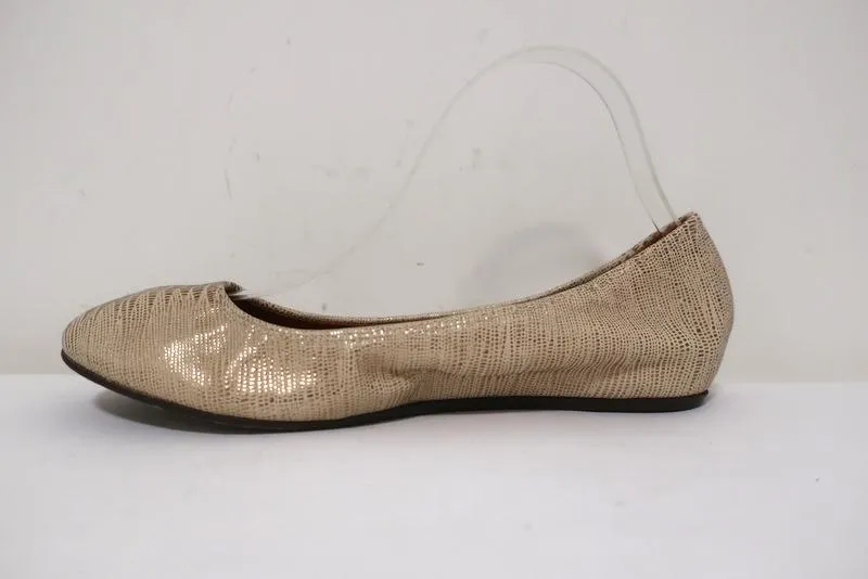 Lanvin Ballet Flats Cream/Gold Lizard-Embossed Leather Size 38.5