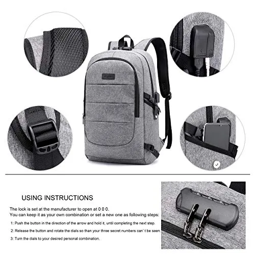 Laptop Backpack for School Travel, Fits 15.6in Computer Durable Casual Anti Theft Backpack Travel