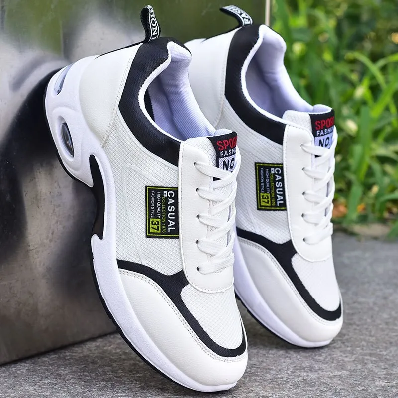 Large Size 38-47 Men&#39;s Running Shoes Fashion Air Cushion Sneakers Breathable Outdoor Sports Leather Shoes Non-Slip Male Sneakers
