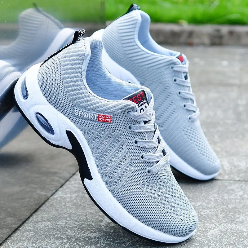 Large Size 38-47 Men&#39;s Running Shoes Fashion Air Cushion Sneakers Breathable Outdoor Sports Leather Shoes Non-Slip Male Sneakers