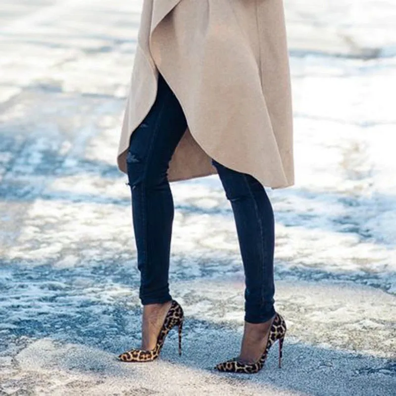 Leopard Print High Heel Stilettos crafted with Faux Fur