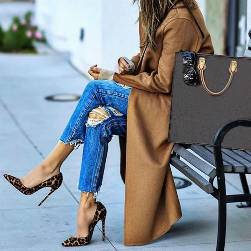 Leopard Print High Heel Stilettos crafted with Faux Fur