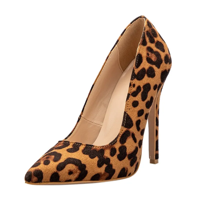 Leopard Print High Heel Stilettos crafted with Faux Fur