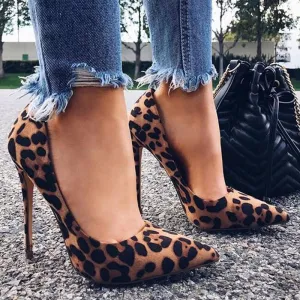 Leopard Print High Heel Stilettos crafted with Faux Fur
