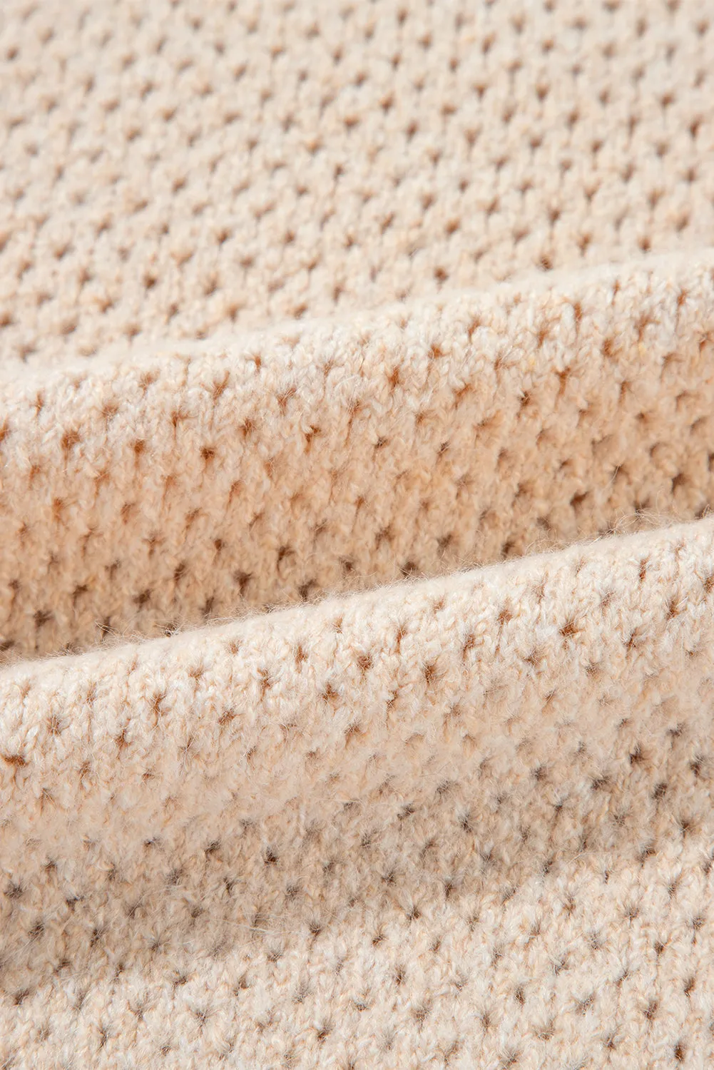 Light Grey Oversized V Neck Drop Shoulder Sweater with Eyelet Detail