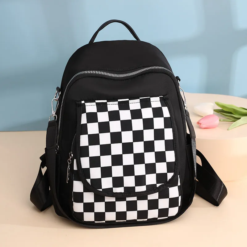Lightweight Chequered Canvas Backpack