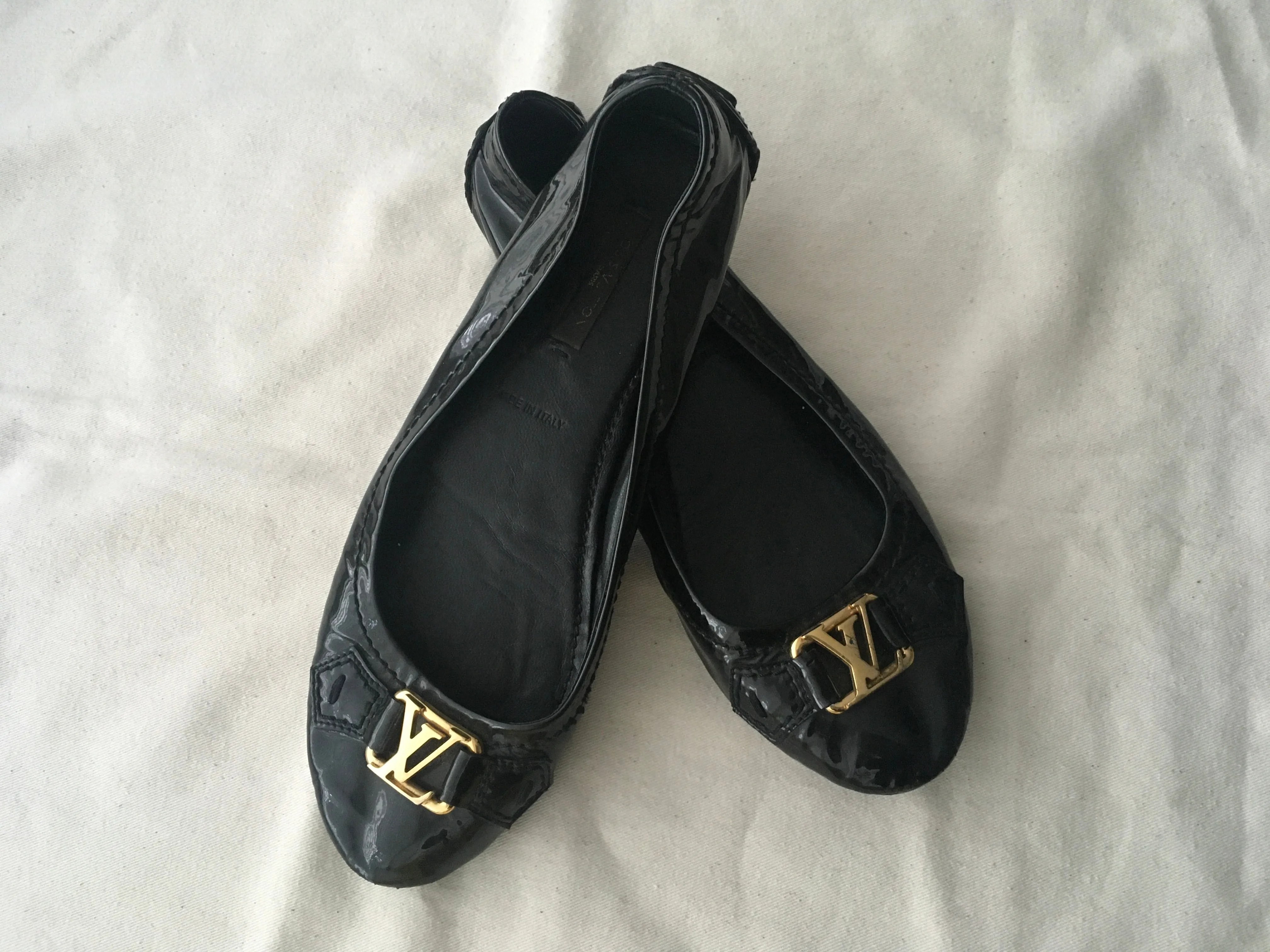 LOUIS VUITTON Patent Leather Ballet Flats Shoes Size 36 ladies