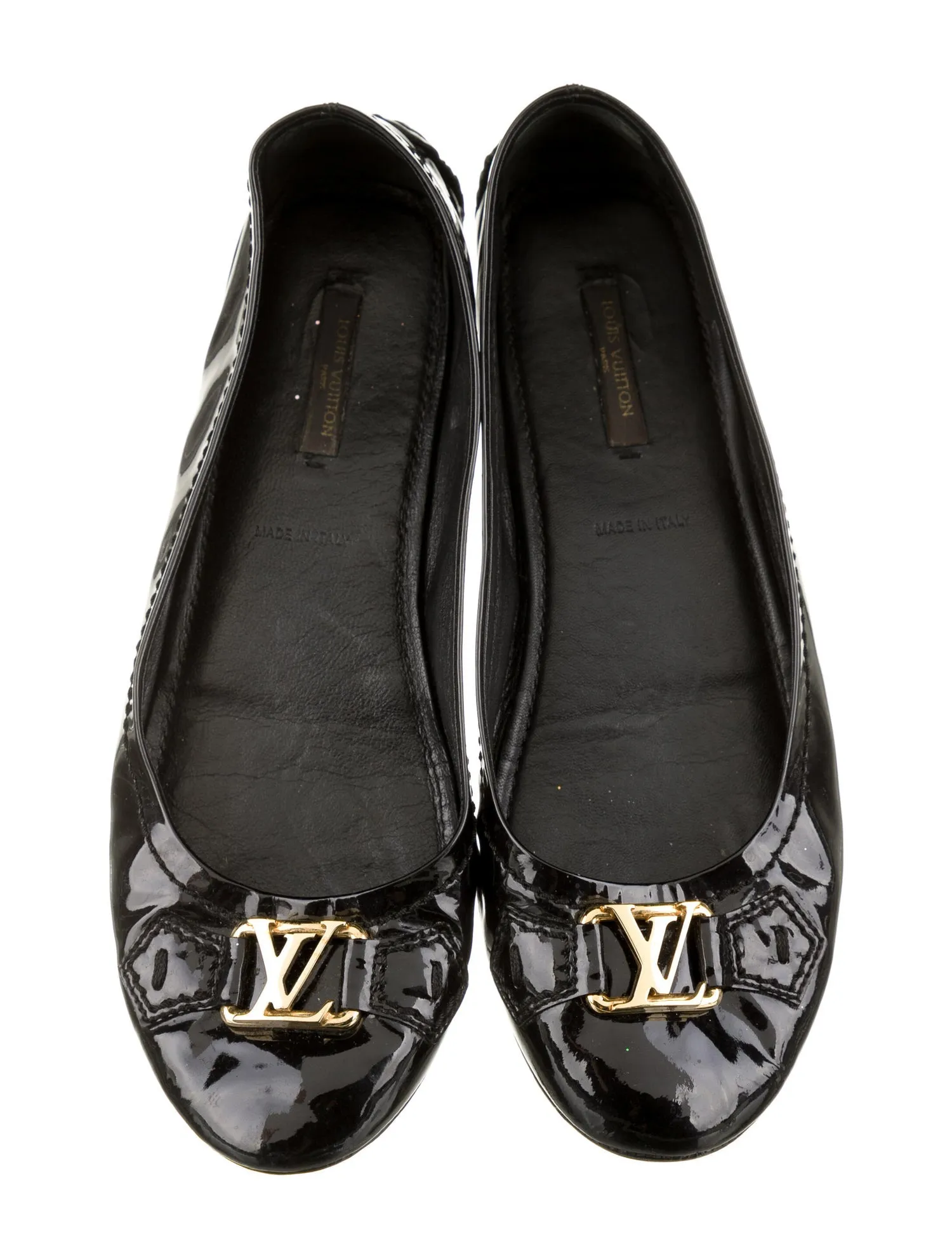 LOUIS VUITTON Patent Leather Ballet Flats Shoes Size 36 ladies