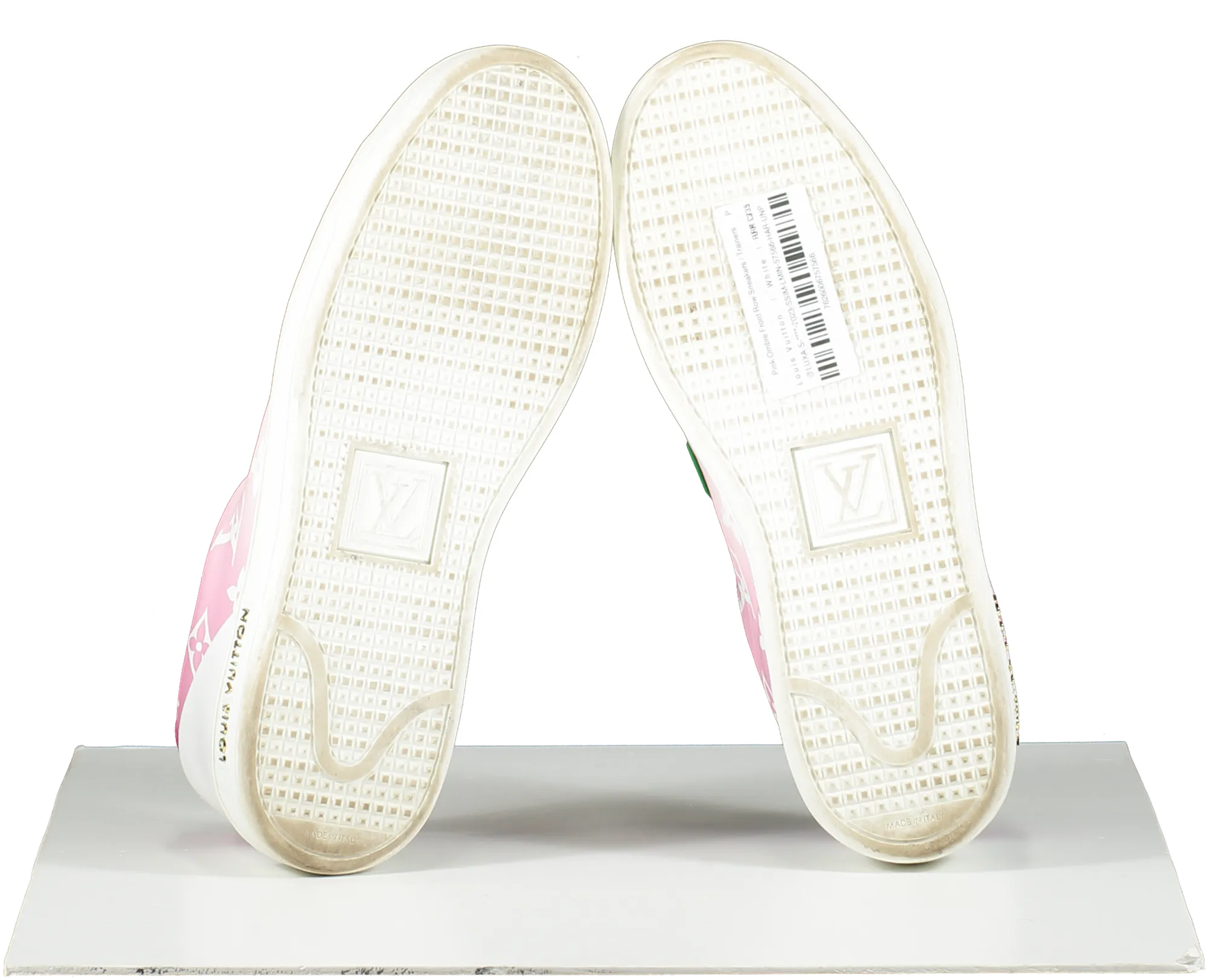 Louis Vuitton Pink/White Front Row LV Monogram logo Leather Trainers UK 3.5 EU 36.5 👠