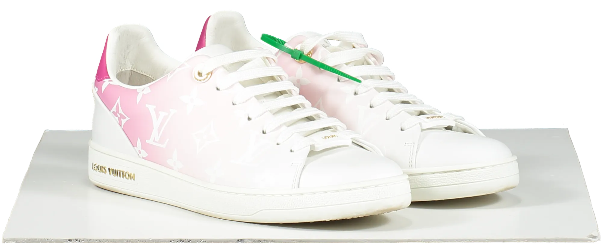 Louis Vuitton Pink/White Front Row LV Monogram logo Leather Trainers UK 3.5 EU 36.5 👠