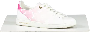 Louis Vuitton Pink/White Front Row LV Monogram logo Leather Trainers UK 3.5 EU 36.5 👠