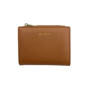 Mel&Co Saffiano-Effect Bifold Compact Snap Wallet Tan