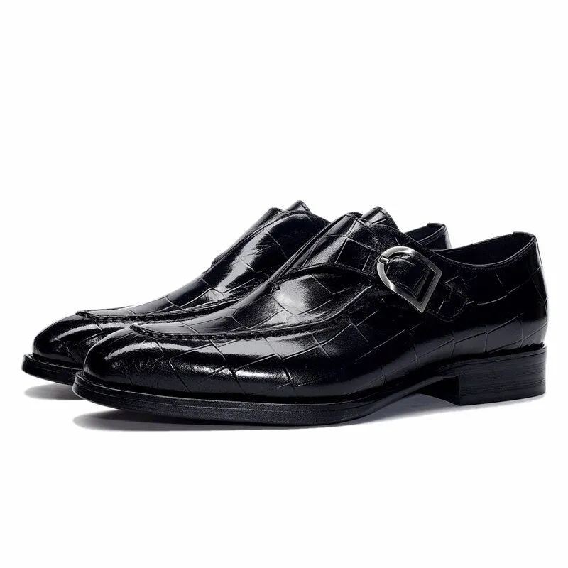 Men Leather Shoes Business Dress Suit Shoes Men Brand Bullock Genuine Leather Black Slipon Wedding Mens Shoes Phenkang