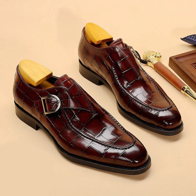 Men Leather Shoes Business Dress Suit Shoes Men Brand Bullock Genuine Leather Black Slipon Wedding Mens Shoes Phenkang