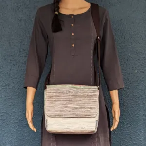 Multicolored Shimmery Upcycled Handwoven Messenger Bag (MB1224-024) PS_W