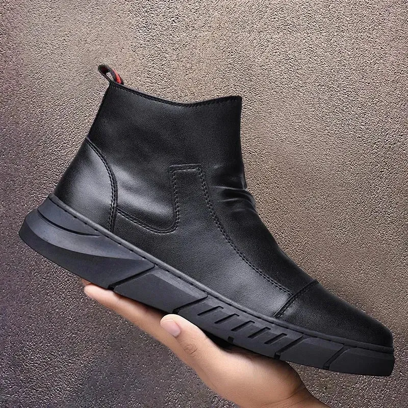 Non Slip Leather Zipper Boots