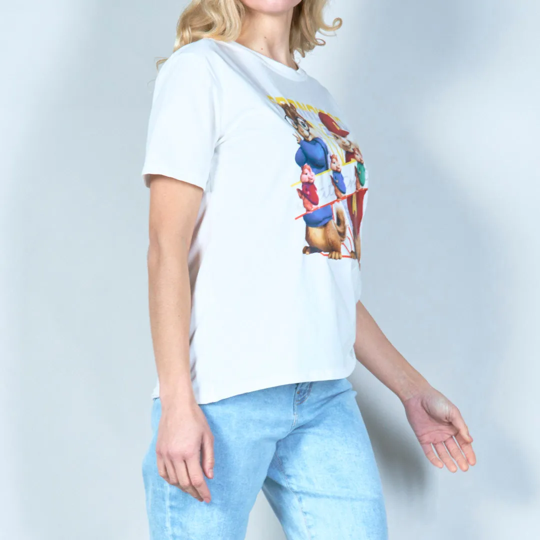 Playful chipmunk cartoon graphic tee wholesale