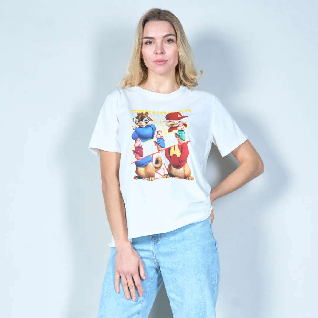 Playful chipmunk cartoon graphic tee wholesale