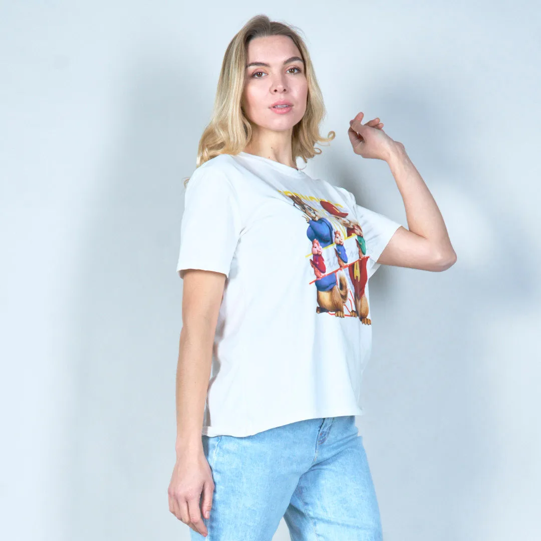 Playful chipmunk cartoon graphic tee wholesale