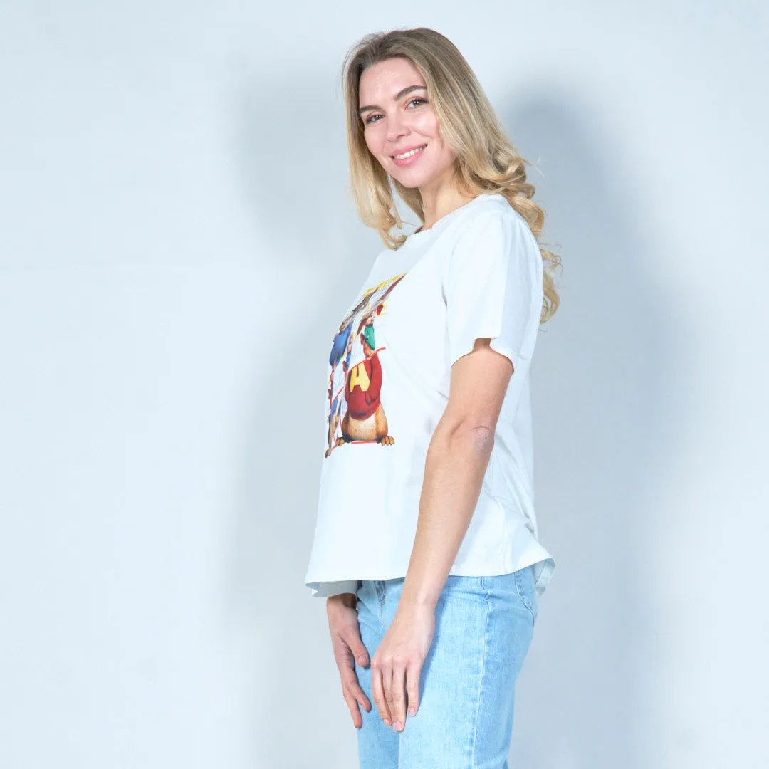 Playful chipmunk cartoon graphic tee wholesale