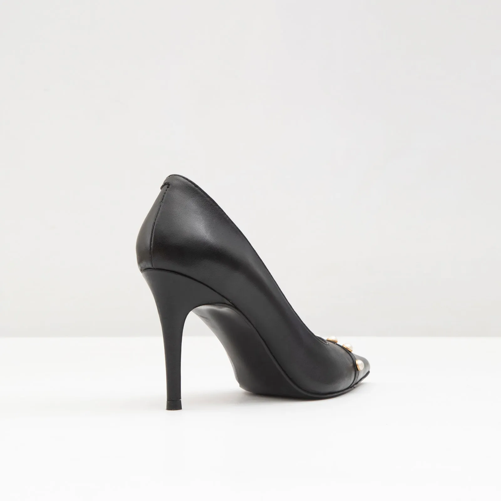 Potenza-TR real leather black woman heels