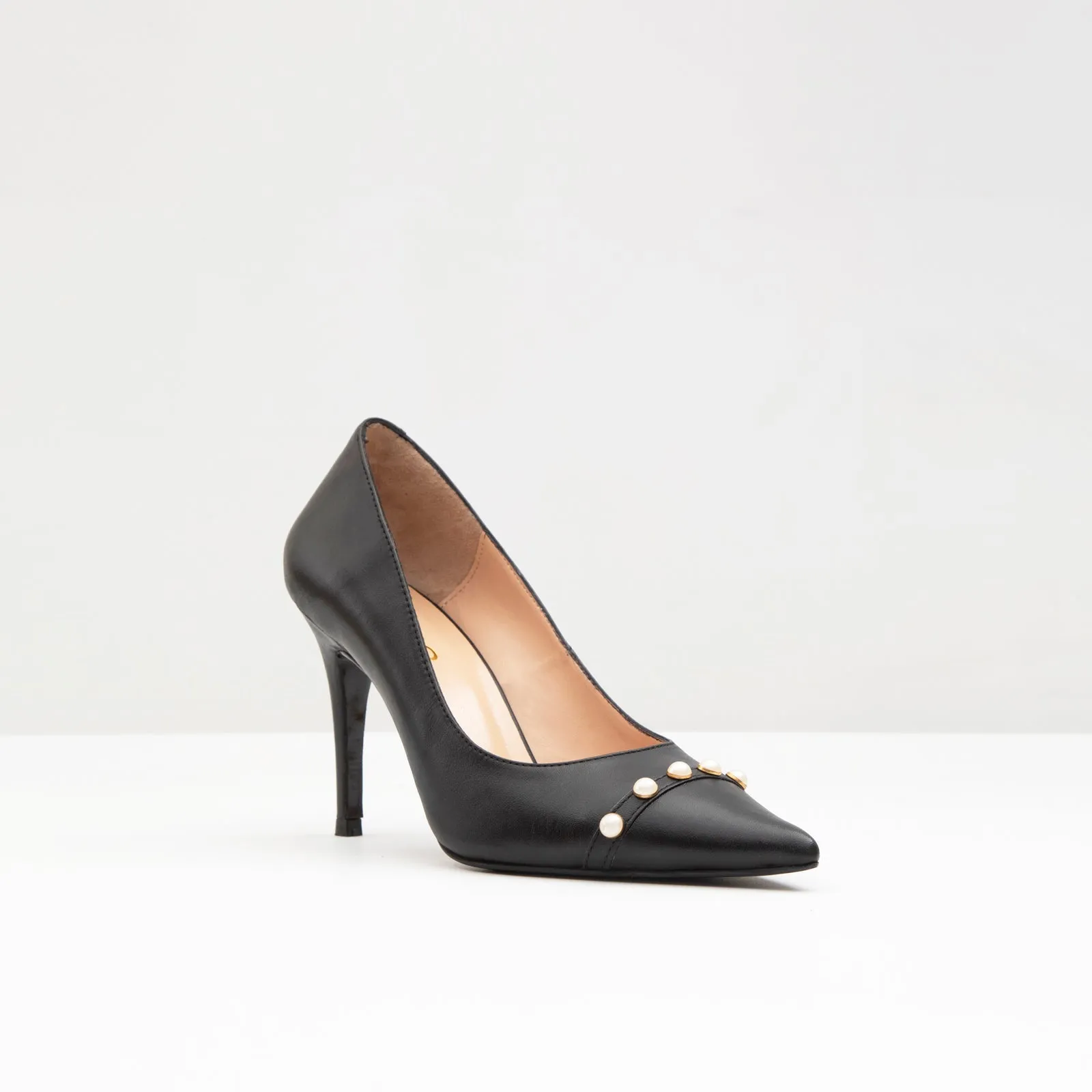 Potenza-TR real leather black woman heels