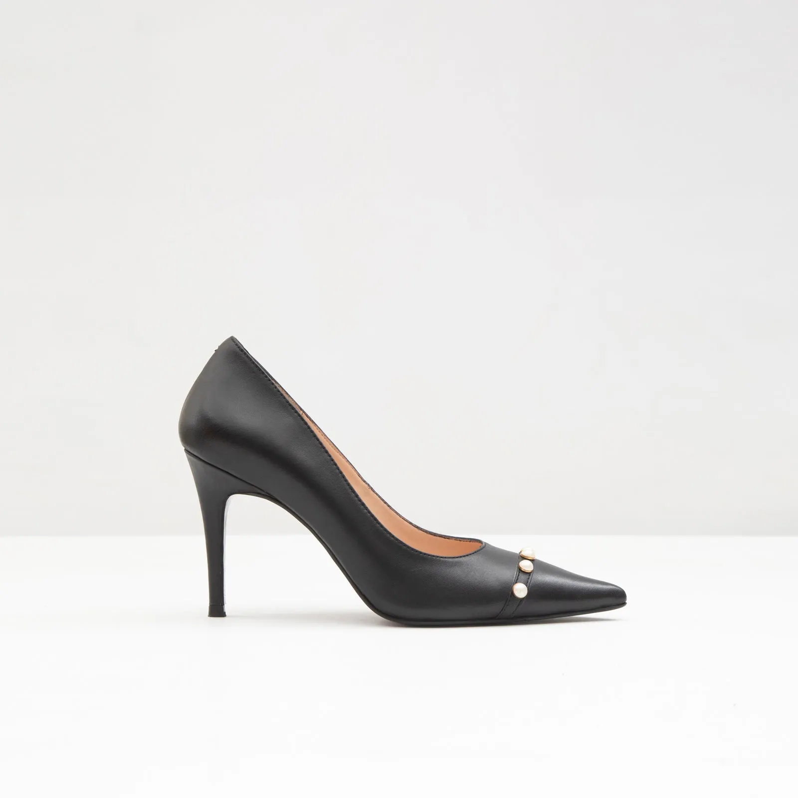 Potenza-TR real leather black woman heels