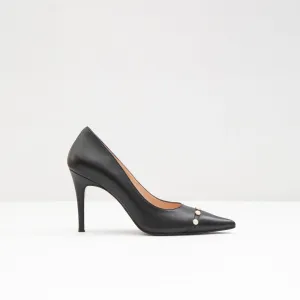 Potenza-TR real leather black woman heels
