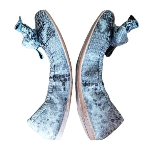 PRADA Multicolor Python Embossed Leather Scrunch Bow Ballet Flats, Size 35.5