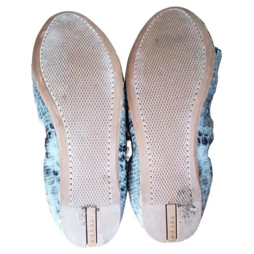 PRADA Multicolor Python Embossed Leather Scrunch Bow Ballet Flats, Size 35.5