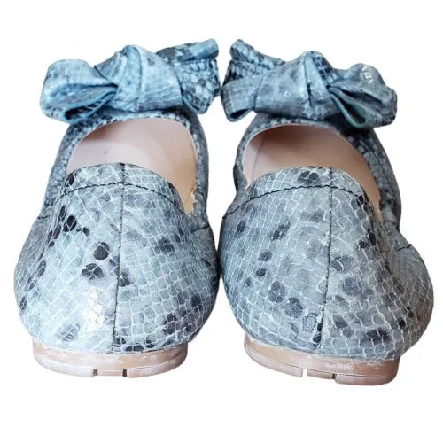 PRADA Multicolor Python Embossed Leather Scrunch Bow Ballet Flats, Size 35.5