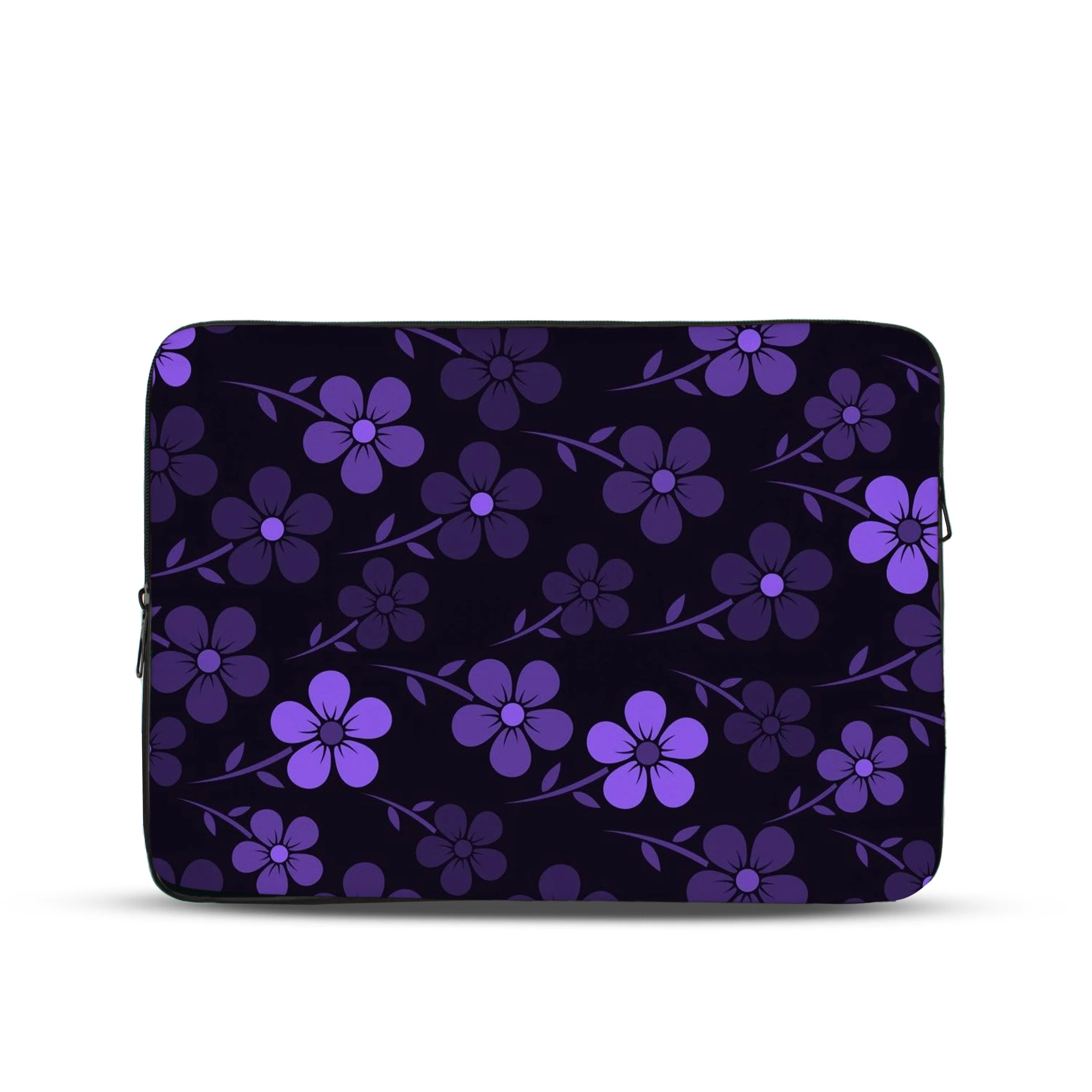Purple Floral Double Side printed Laptop Sleeve with Vibrant Digital Prints – Protect Your Laptop in Style